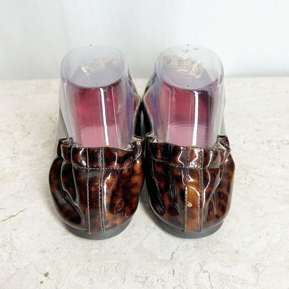 Lilly Pulitzer Logo Ballet Flats 8.5 Shoes Brown Shiny Leather Tortoise Pattern - Picture 6 of 10